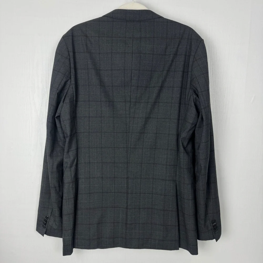 BOSS Hugo Boss Guabello Plaid Blazer Sport Suit Slim Coat Jacket Men 42L Wool‎